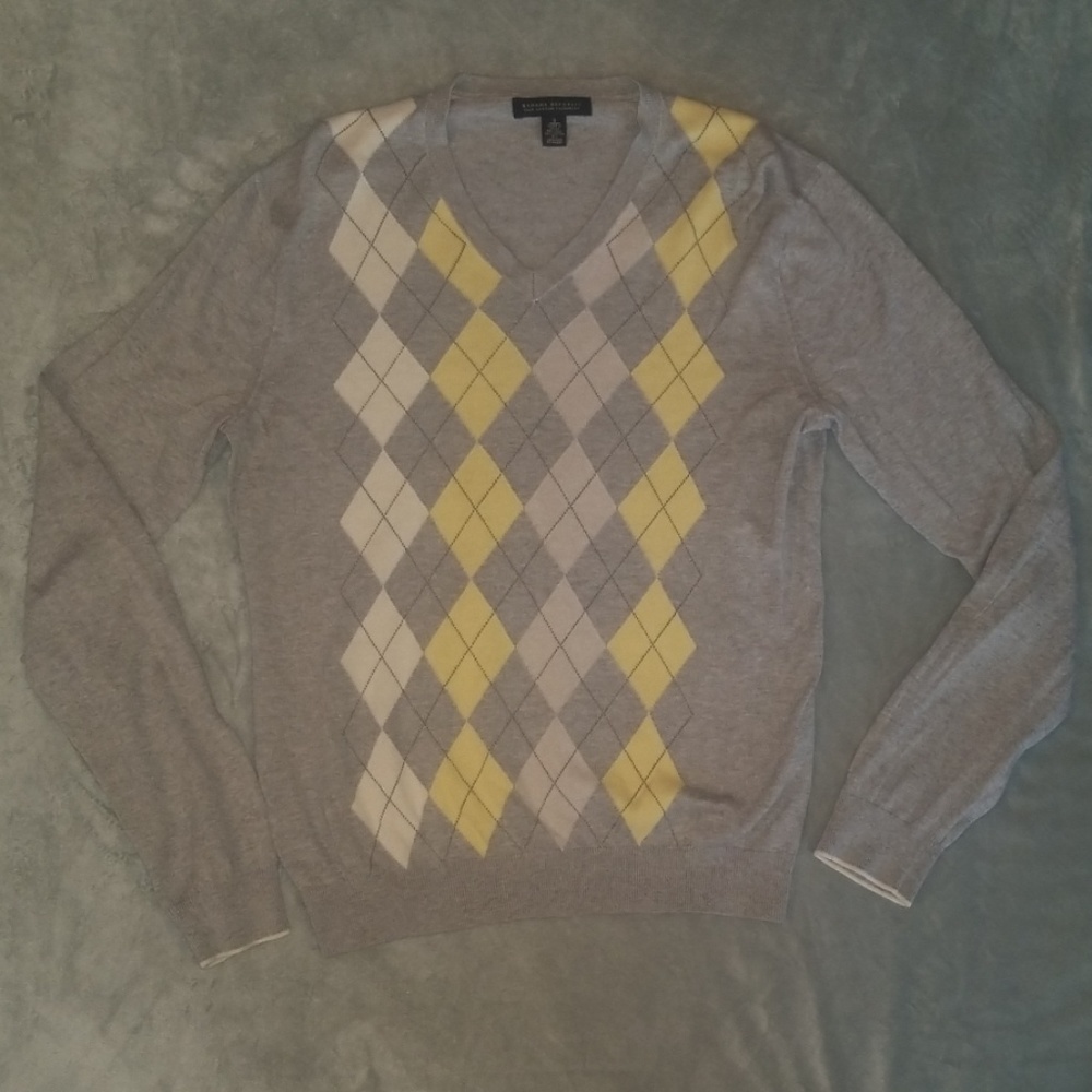 Men's silk cotton cashmere v-neck sweater